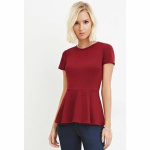 FOREVER 21 Maroon Peplum Top